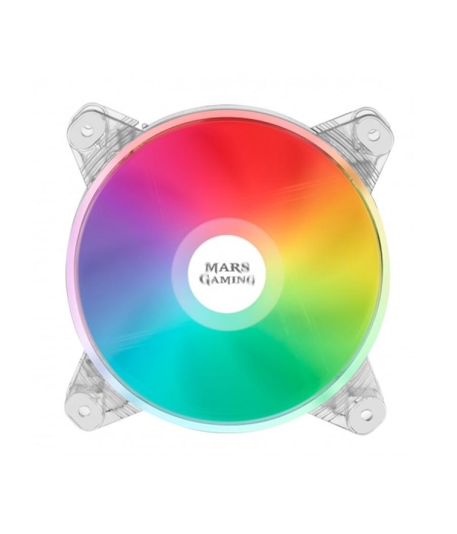 Ventilador interno mars gaming mfd transparente 12x12cm iluminacion dual chroma rgb ultra silencioso 14db conectividad total sis