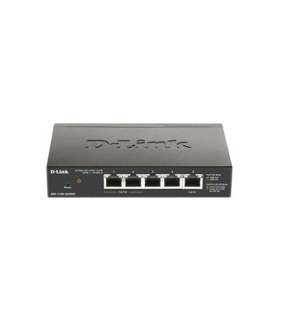 Switch semigestionable d-link dgs-1100-05pdv2 5p giga 2p poe (18w) 1xpd port para poe passthrough no rack
