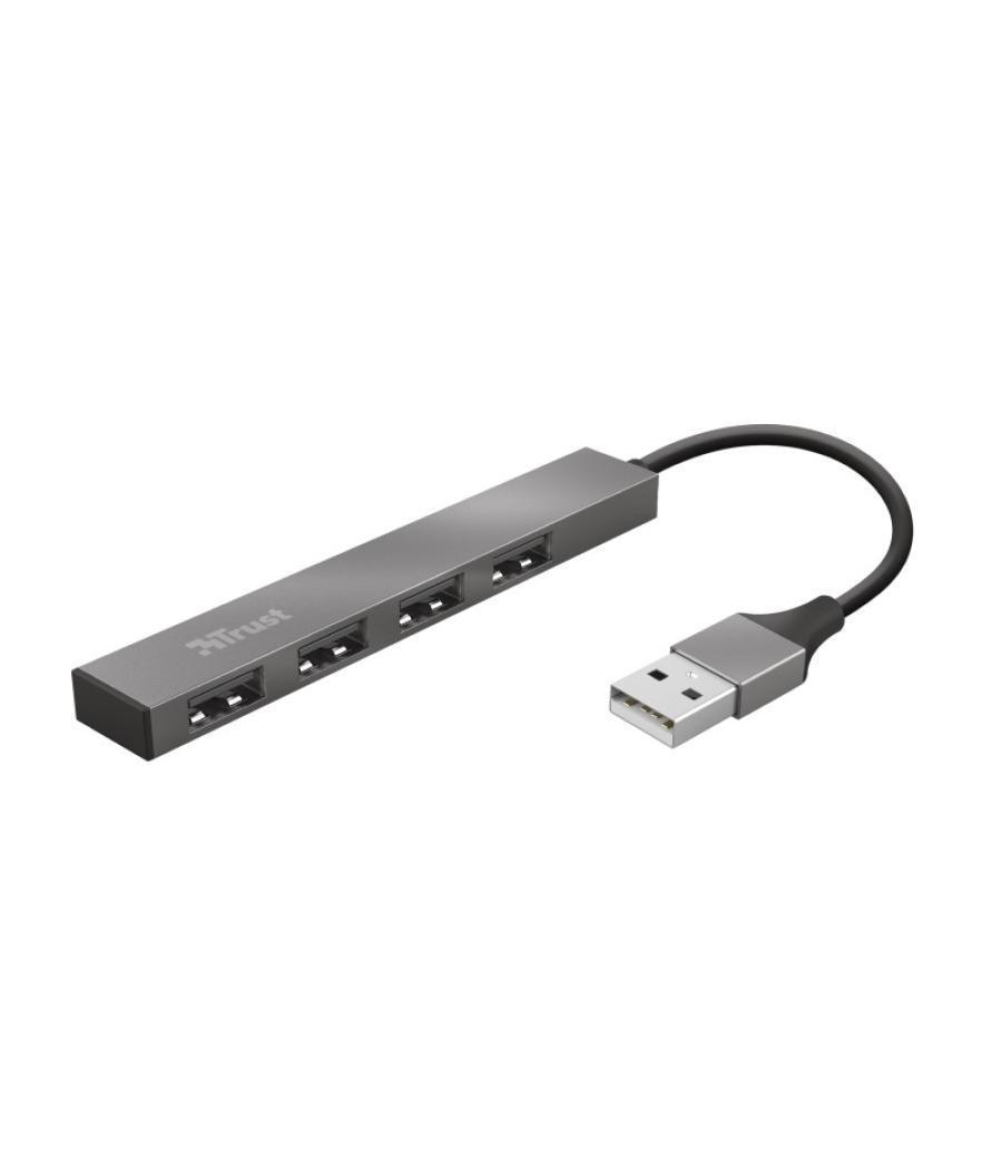 Hub usb 2.0 trust halyx aluminium a 4xusb-a 2.0 diseño metalico y compacto hasta 480 mbps 23786