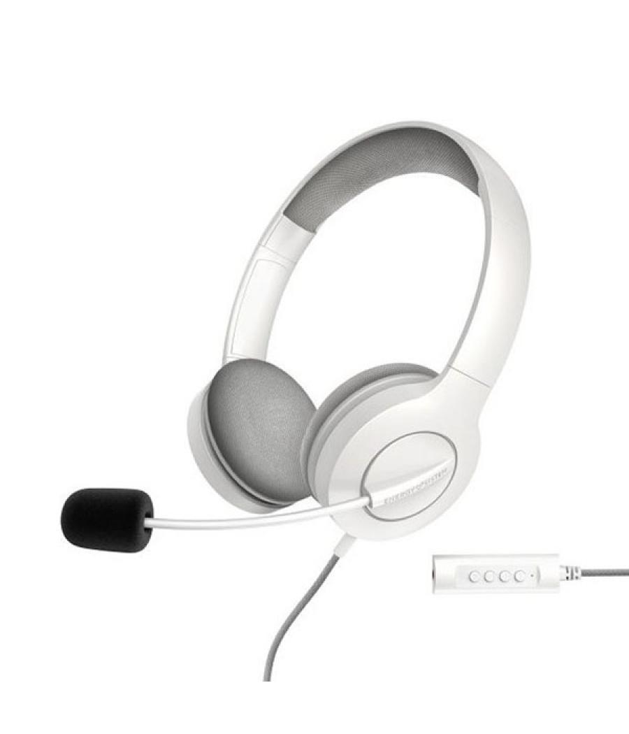 Headset energy sistem office 3 white diadema ajustable microfono retractil conexion jack 3.5mm y usb