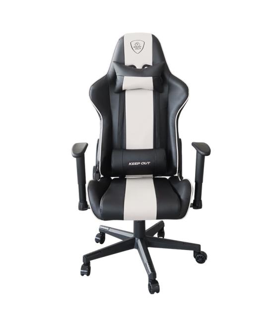 Silla gamer pro keep out xspro-racing black detalle blanco t reposabrazos 2d cojin lumbar y cervical