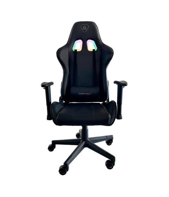 Silla gamer pro keep out xsrgb-racing black iluminación rgb con mando a distancia reposabrazos 2d cojin lumbar y cervical