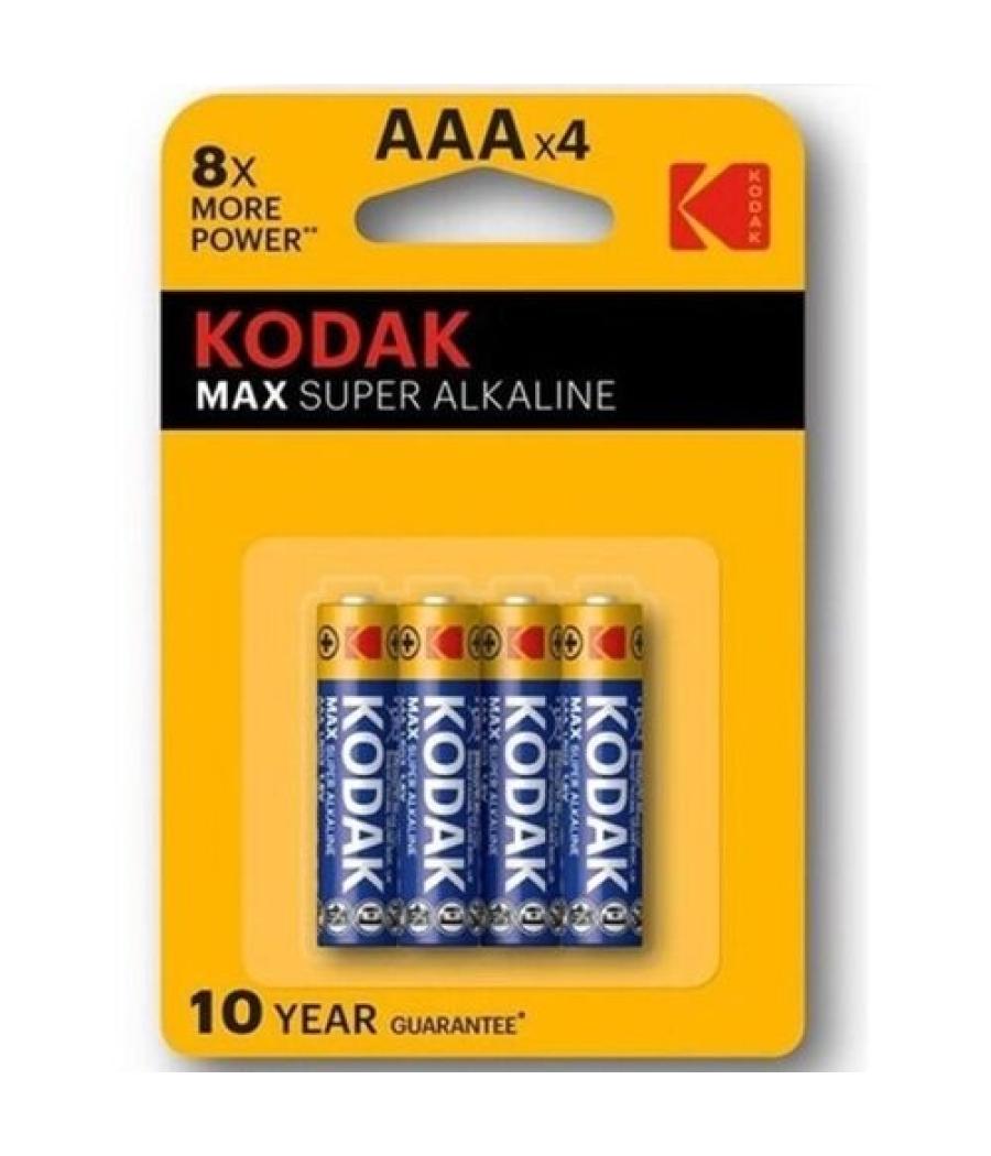 Pila kodak super alcalina max lr03 aaa pack 4 (1150 mah at 75 ohms to 0.8 volts) (ecotasas incluidas)