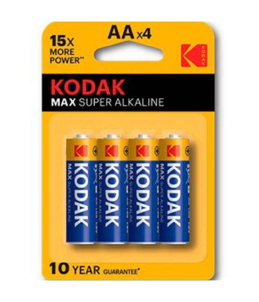Pila kodak super alcalina max lr6 aa pack 4 ( 2800 mah at 75 ohms to 0.8 volts ) (ecotasas incluidas)