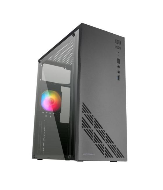 Caja atx semitorre gaming mars gaming mc100 black frontal y chasis en acero ultra-ligero 1xventilador 120mm trasero rgb ventala 