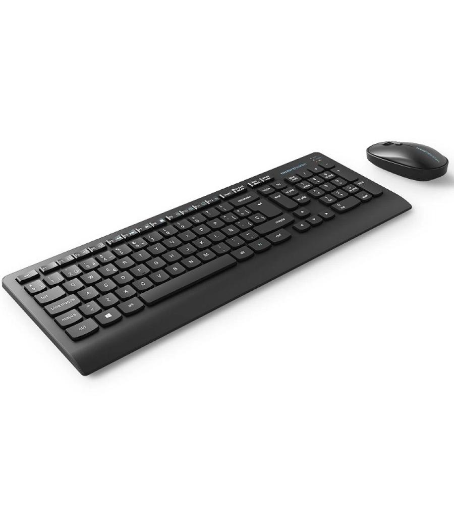 Kit wireless de teclado mouse y alfombrilla energy office wireless set 3 silent color negro