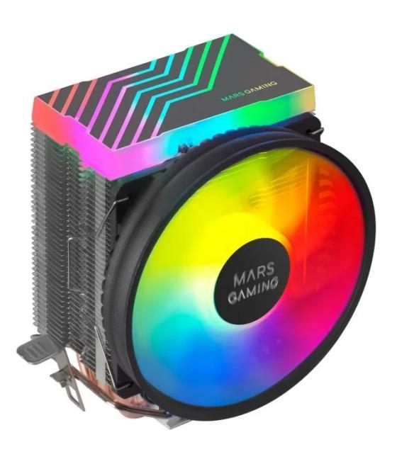 Ventilador con disipador para cpu mars gaming mcpu33 black iluminacion dual frgb 3 heatpipes disipador de aluminio ventilador pw