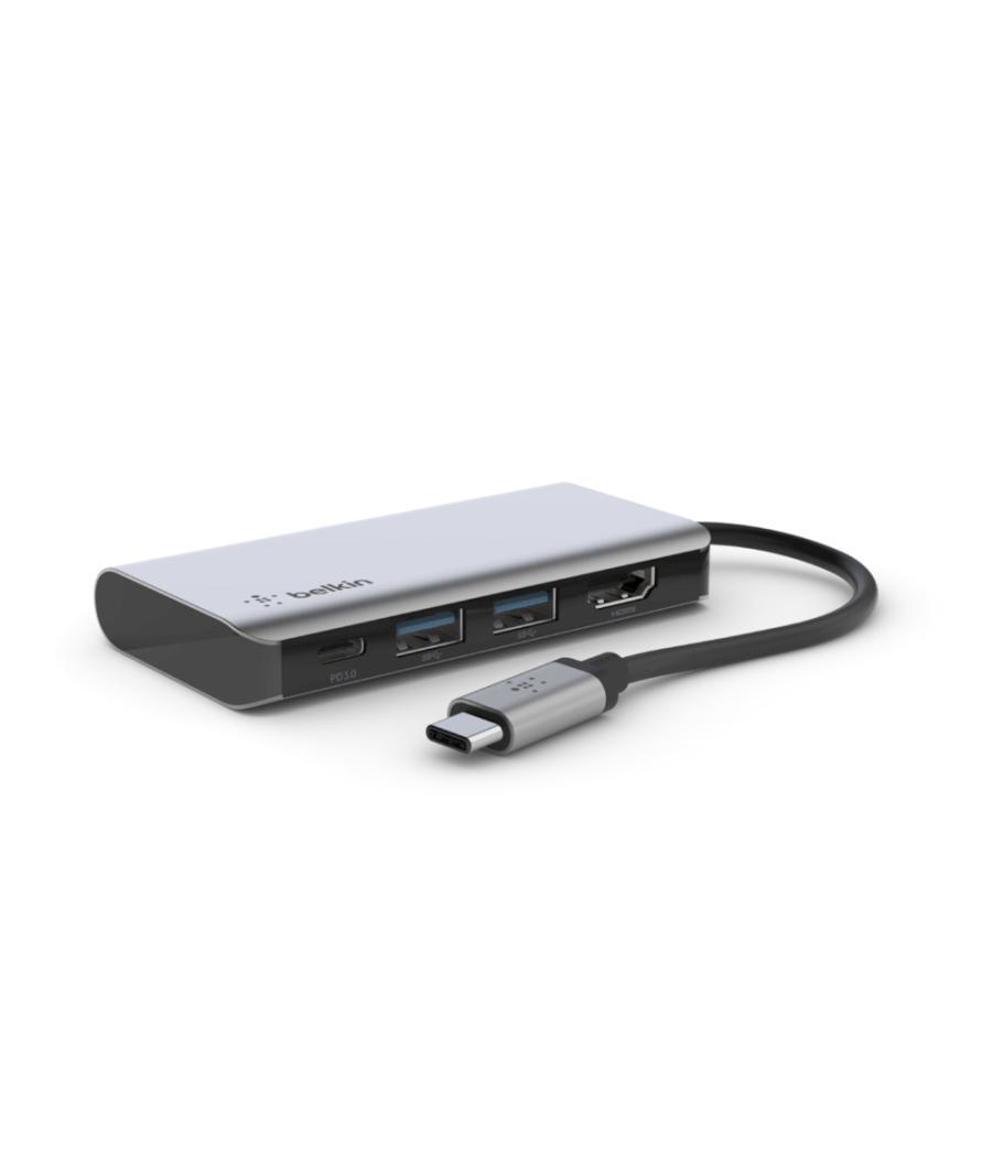 Adaptador usb-c belkin avc006btsgy a 1xusb-c pd3.0 2xusb 3.0 1xhdmi 4k 100w