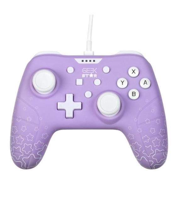 Gamepad konix geek girl amethyst cable 3m compatible con pc y switch color lila kx-gs-sw-pad-ame