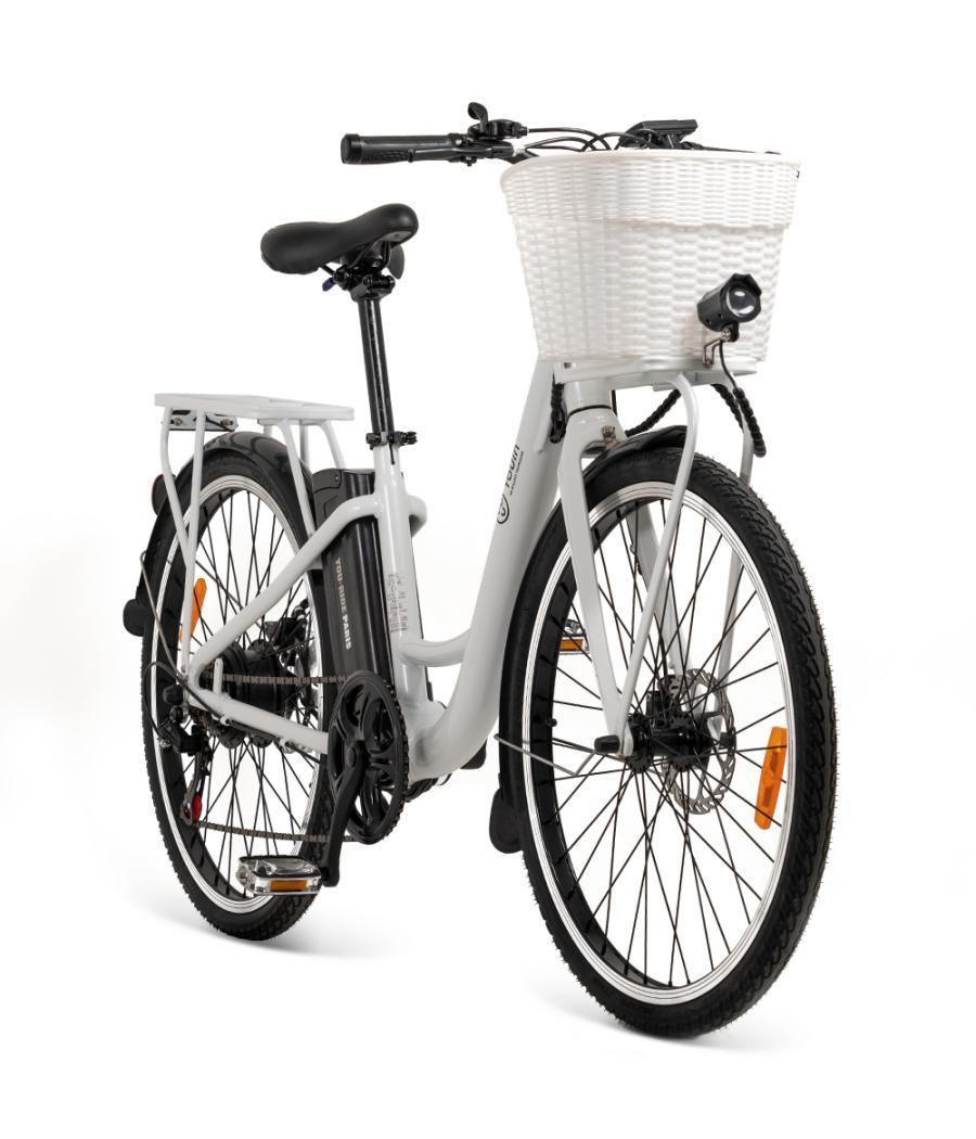 Bicicleta electrica youin youride paris color blanco diseño de paseo motor 36v 10ah lcd display