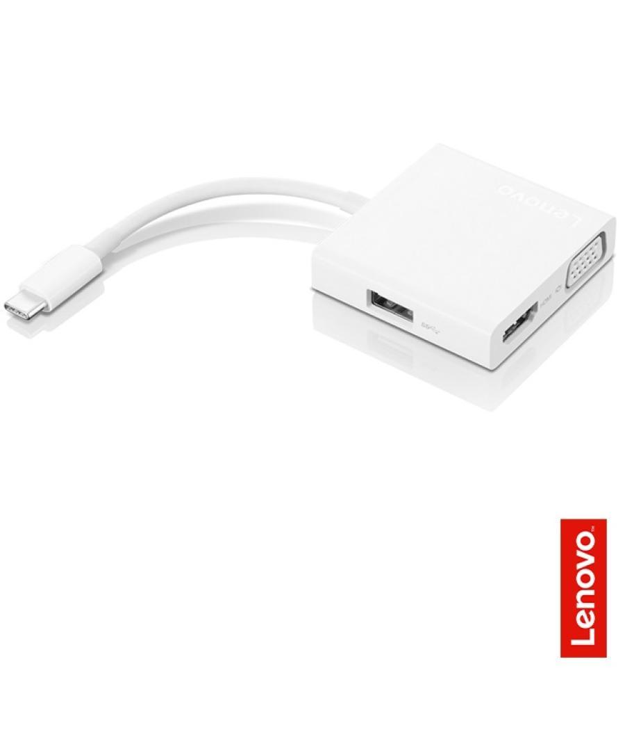 Adaptador usb-c lenovo travel hub, a 1xhdmi 1.4 4k 1xvga 1xusb-a 3.0 simple plug and play (universal para todas las marcas)