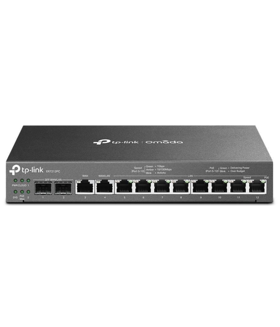Router vpn con switch poe y controlador omada tp-link er7212pc 8p poe+ 110w 2p sfp gigabit