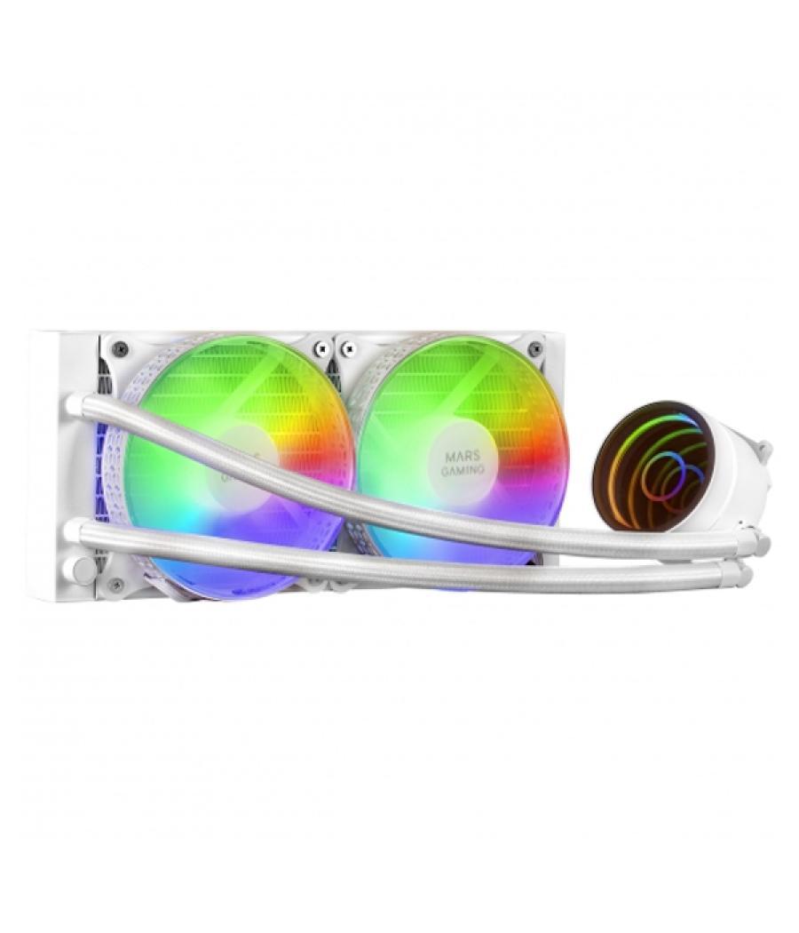 Sistema de refrigeracion liquida mars gaming ml-one240 white 2x (12x12) iluminacion frgb tpd 400w para procesadores intel y amd