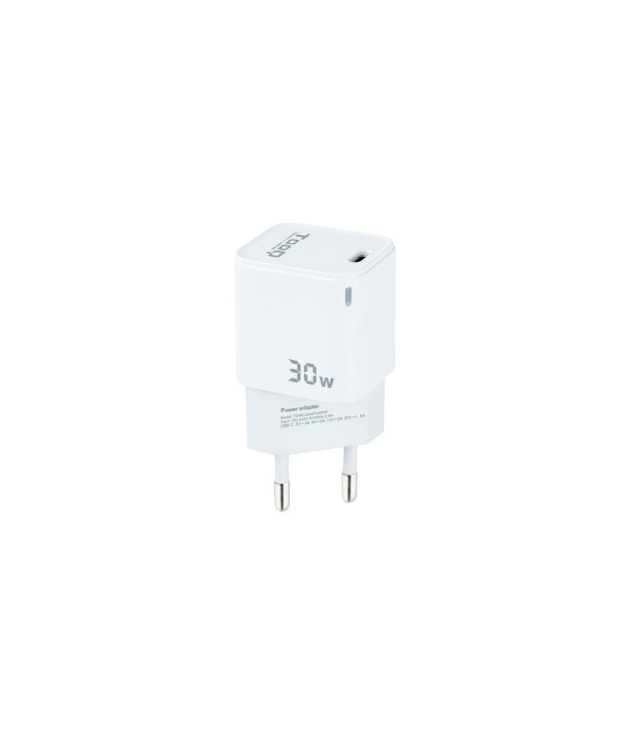 Cargador de pared tooq tqwc-ganpd30wt usb-c + pd 30w blanco