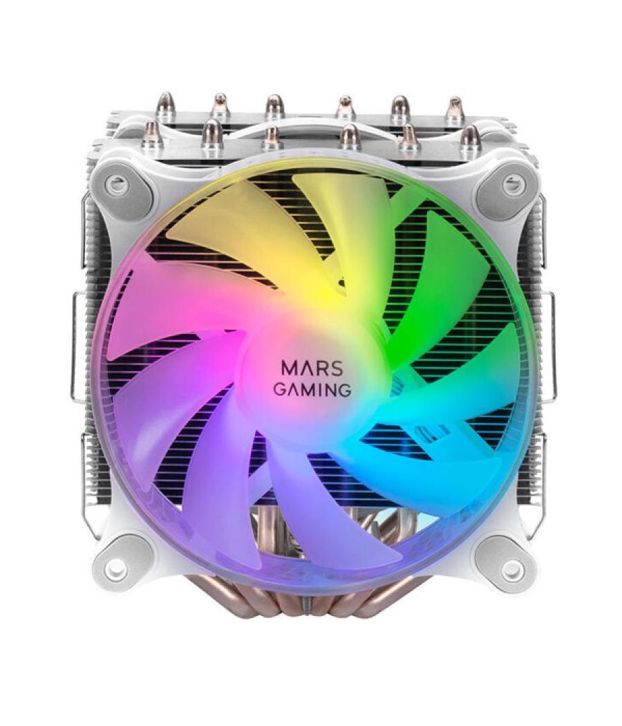 Ventilador con disipador para cpu mars gaming mcpu-xt white dual argb 6 heatpipes tdp 300w doble disipador de de alta densidad d