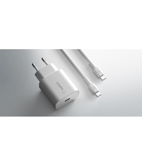 Cargador de pared belkin wca004vf1mwh-b6 boost charge ubs-c 25w + cable usb-c 1m blanco