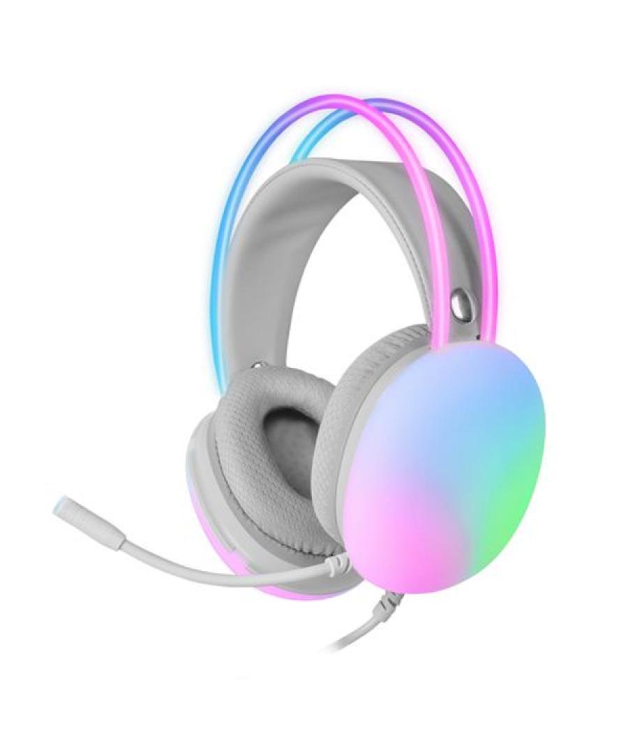 Headset mars gaming mh-glow white jack 3.5mm y alimentacion por usb iluminacion 360º chroma en diadema y auriculares sonido ultr