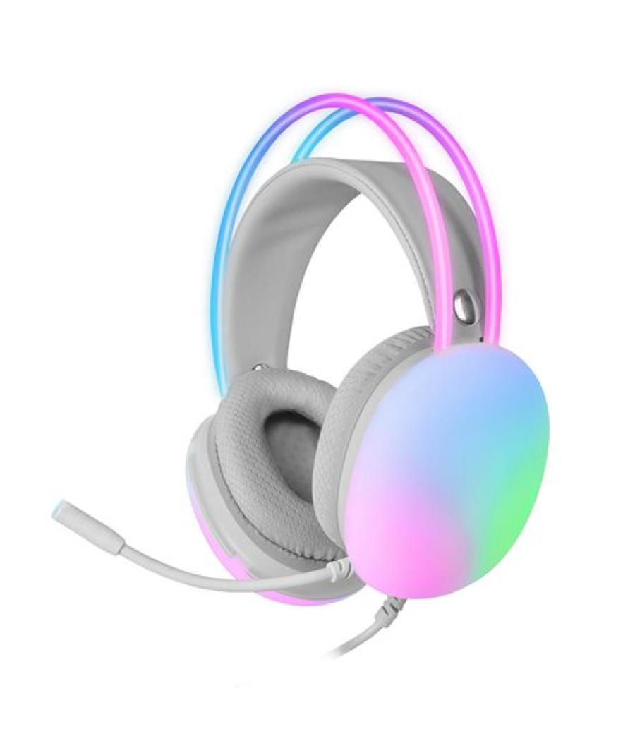 Headset mars gaming mh-glow pink jack 3.5mm y alimentacion por usb iluminacion 360º chroma en diadema y auriculares sonido ultra