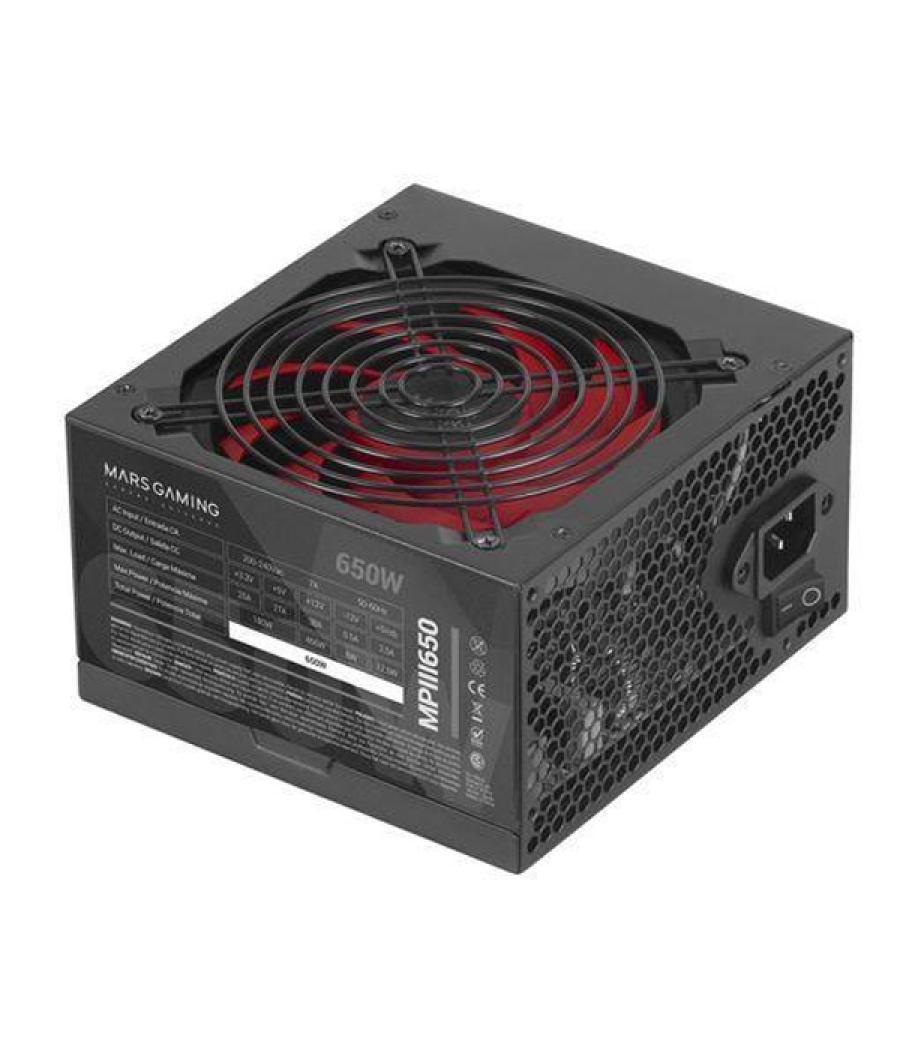 Fuente de alimentacion tacens mars gaming mpiii 650w, eficiencia 85% pfc activo vent 12x12 14db haswell destinada para reparacio