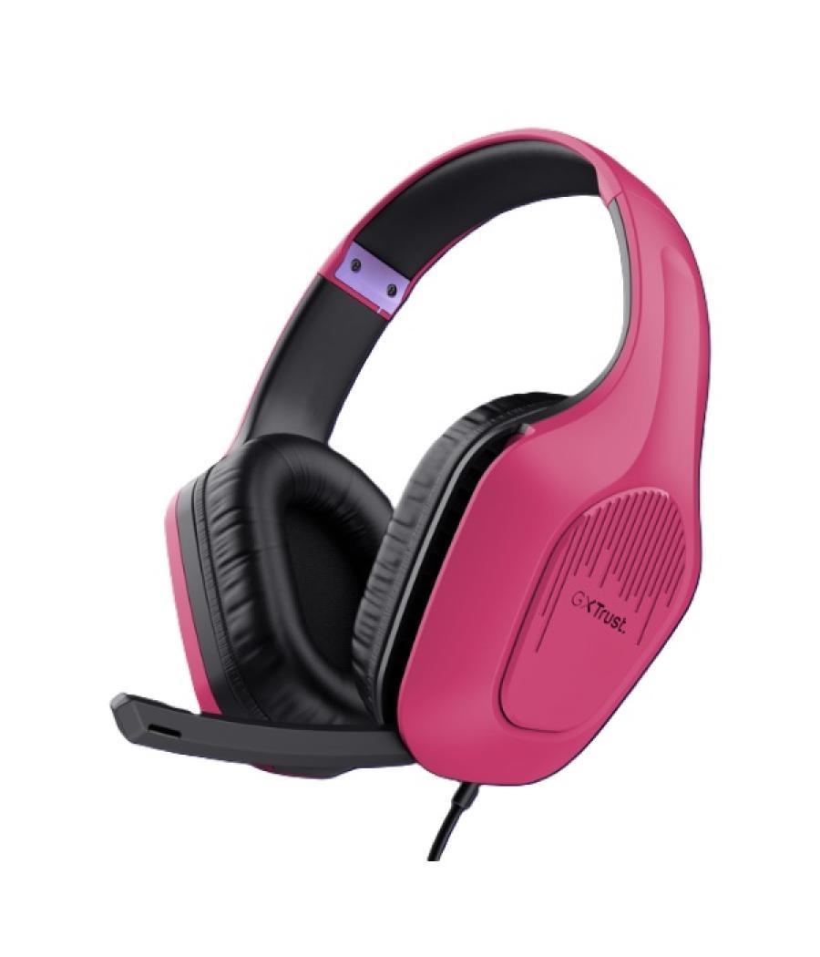 Headset trust gaming gxt 415p zirox ligeros, microfono plegable, pink 24992