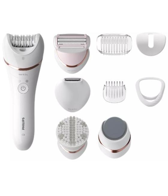 Depiladora philips epilator bre740/10 series 8000 wet & dry diferentes cabezales y luz led