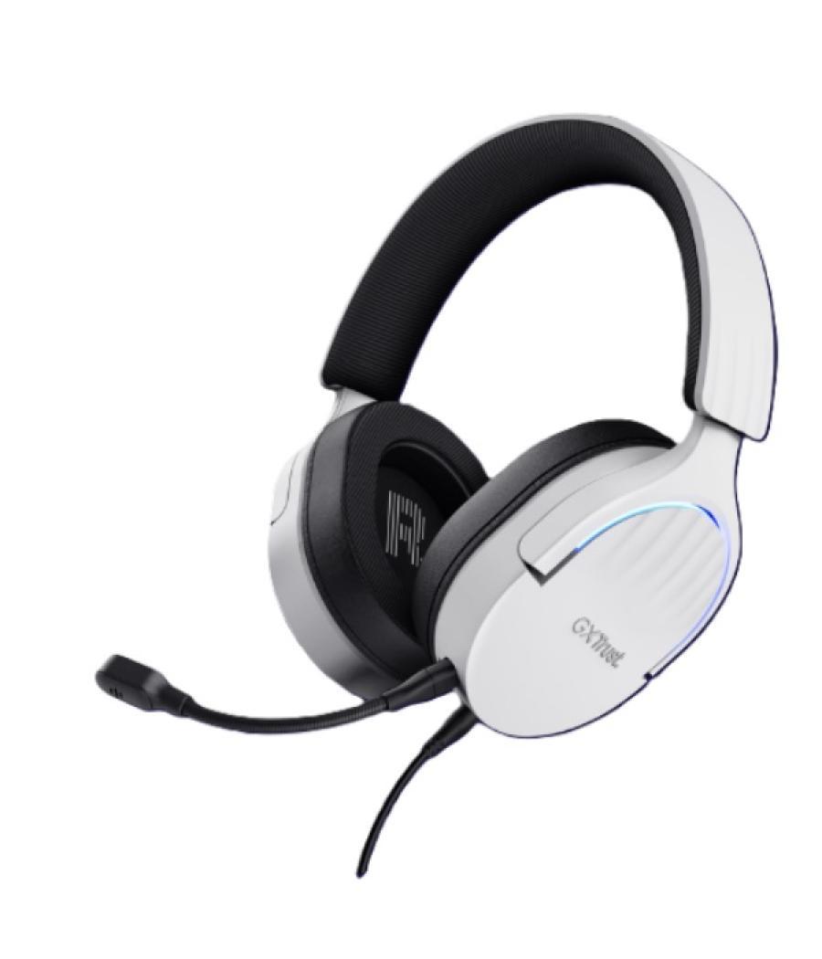 Headset trust gaming gxt 490 blanco fayzo 25302 usb 7.1 microfono desmontable y flexible iluminacion rgb auriculares giratorios