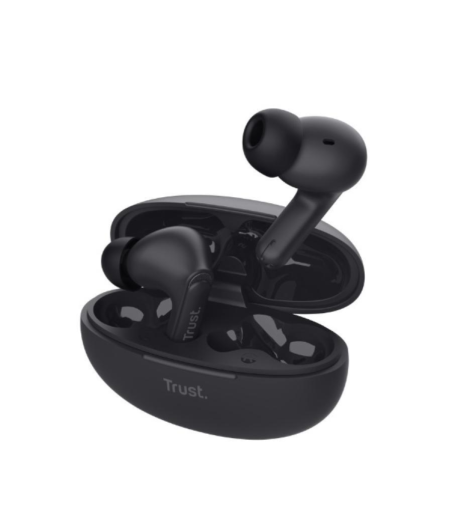 Auricular intrauditivo bluetooth trust yavi 25296 negro enc base de carga usb-c control tactil 23h