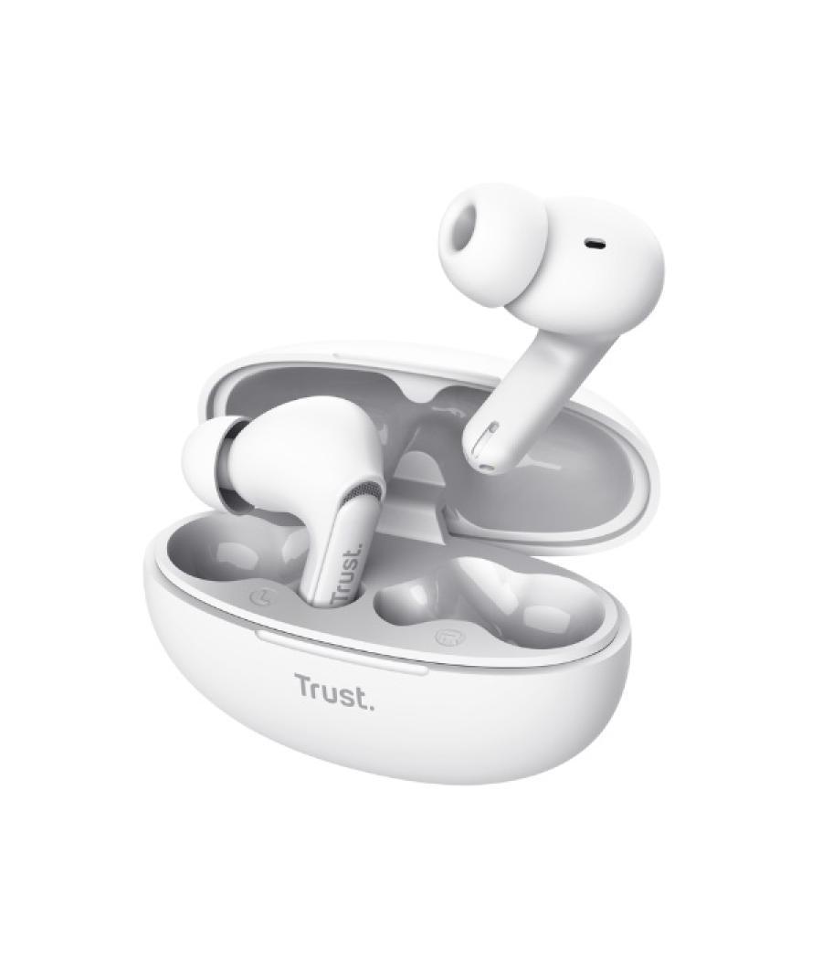 Auricular intrauditivo bluetooth trust yavi 25172 blanco enc base de carga usb-c control tactil 23h