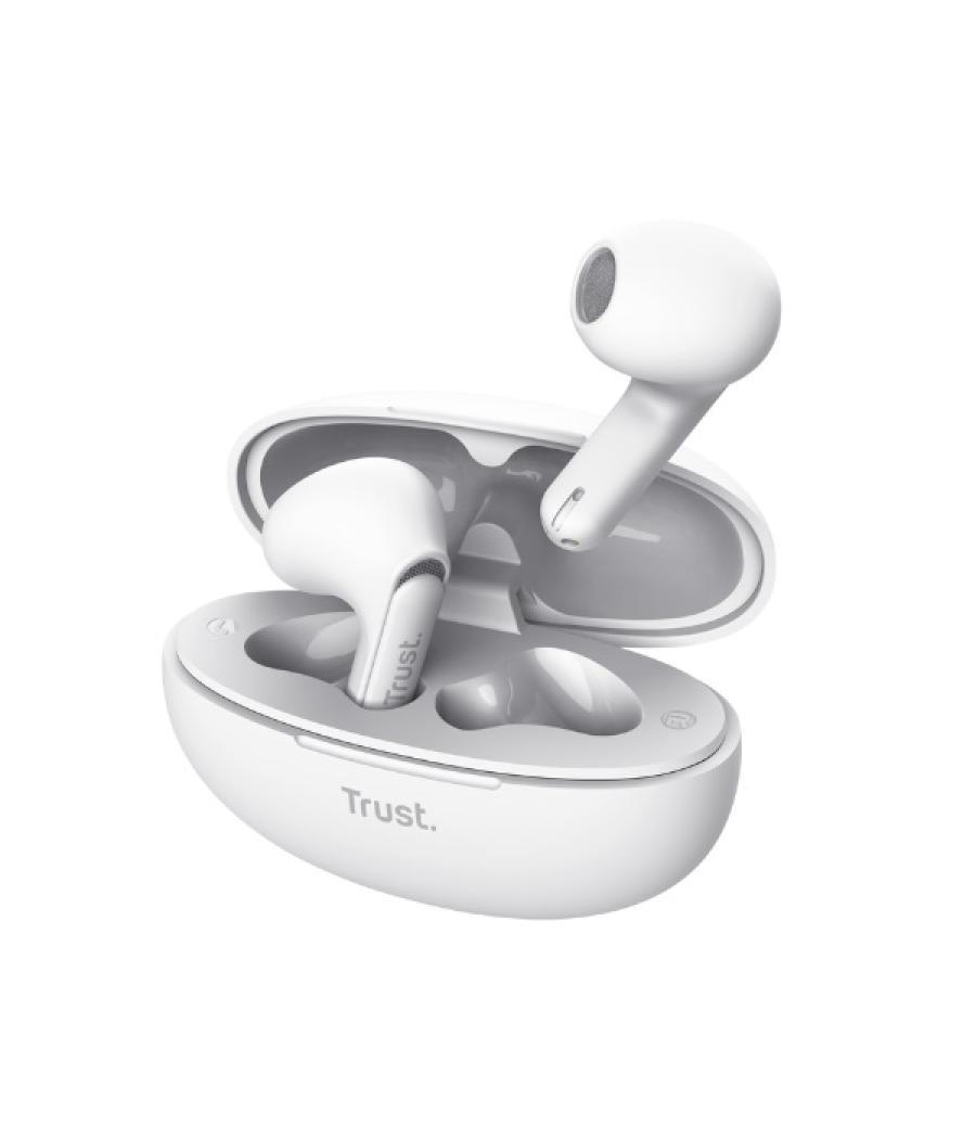 Auricular intrauditivo bluetooth trust yavi 25173 blanco enc base de carga usb-c control tactil 23h