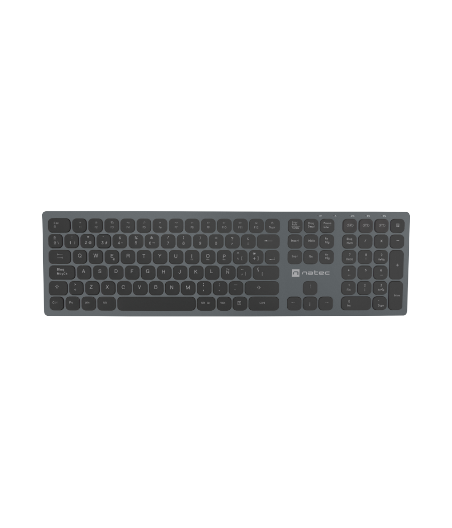 Teclado wireless natec dolphin slim switch x-scissor bt5.0 bt3.0 2.4ghz aluminio