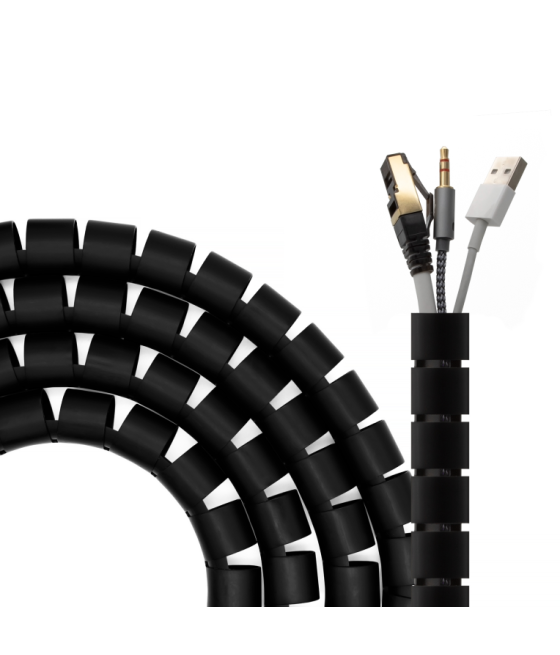 Organizador aisens de cable en espiral 25mm negro 3.0m