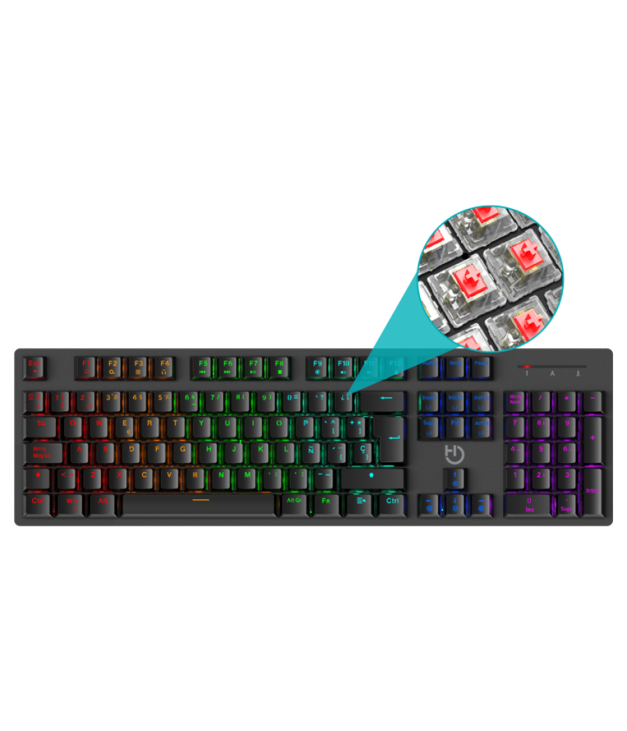 Teclado gaming hiditec gk400 argb mecanico negro