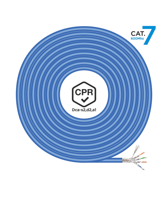 Bobina cable red aisens rj45 lszh cpr dca cat.7 sftp 305m azul