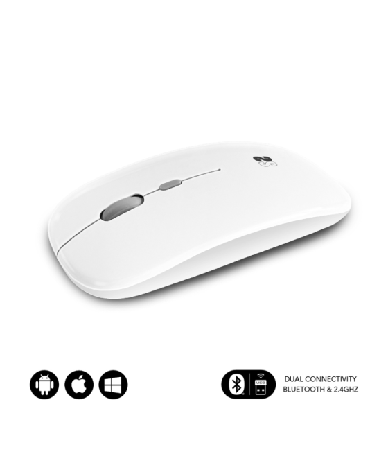 Raton subblim dual flat mouse white rechargeable
