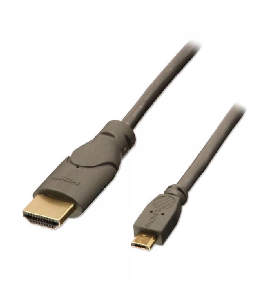 Lindy 0.5m HDMI - USB 2.0 Micro B M/M 0,5 m Micro USB Negro, Antracita