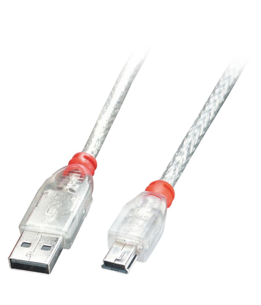 Lindy 41782 cable USB 1 m USB 2.0 USB A Mini-USB B Transparente