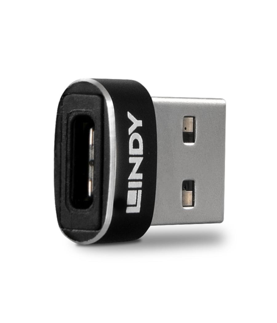 Lindy 41884 cambiador de género para cable USB Type-A USB Tipo C Negro