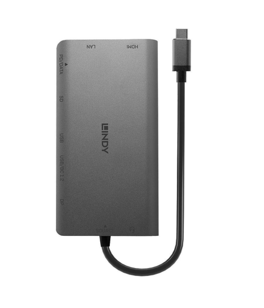 Lindy 43323 base para portátil y replicador de puertos Alámbrico USB 3.2 Gen 1 (3.1 Gen 1) Type-C Negro, Gris