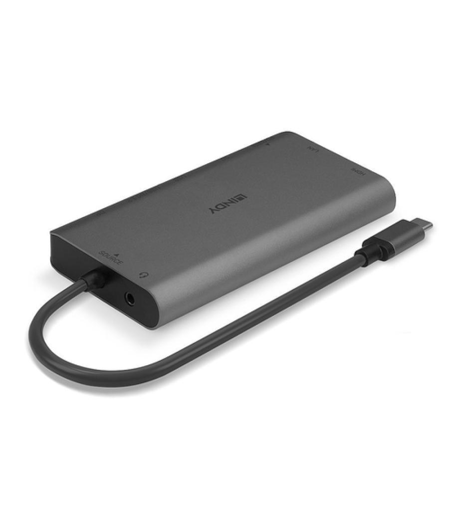 Lindy 43323 base para portátil y replicador de puertos Alámbrico USB 3.2 Gen 1 (3.1 Gen 1) Type-C Negro, Gris