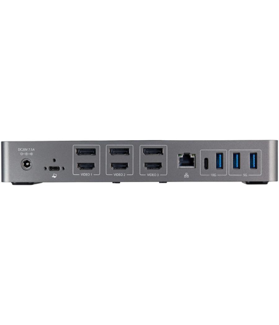 StarTech.com Dock USB-C y USB-A - Docking Station Híbrida Universal para Tres Monitores DisplayPort y HDMI 4K de 60Hz - Replicad