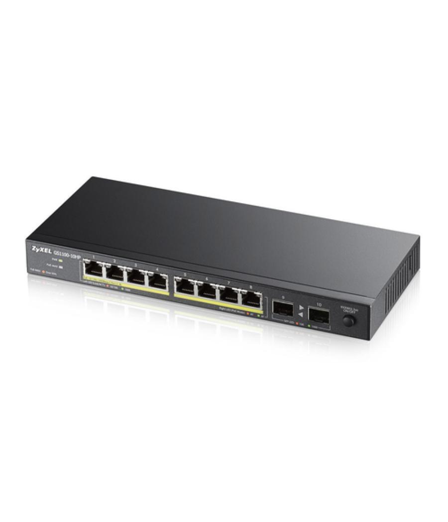 Zyxel GS1100-10HP switch No administrado Gigabit Ethernet (10/100/1000) Energía sobre Ethernet (PoE) 1U Negro