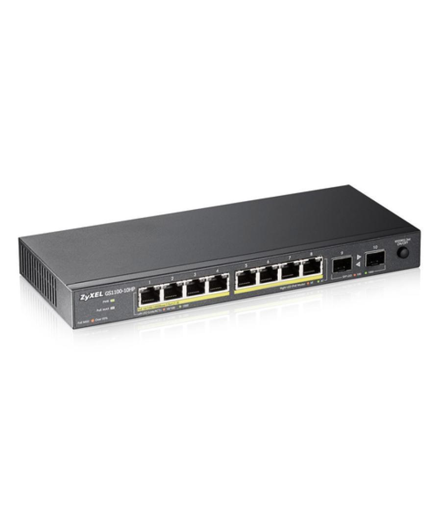 Zyxel GS1100-10HP switch No administrado Gigabit Ethernet (10/100/1000) Energía sobre Ethernet (PoE) 1U Negro