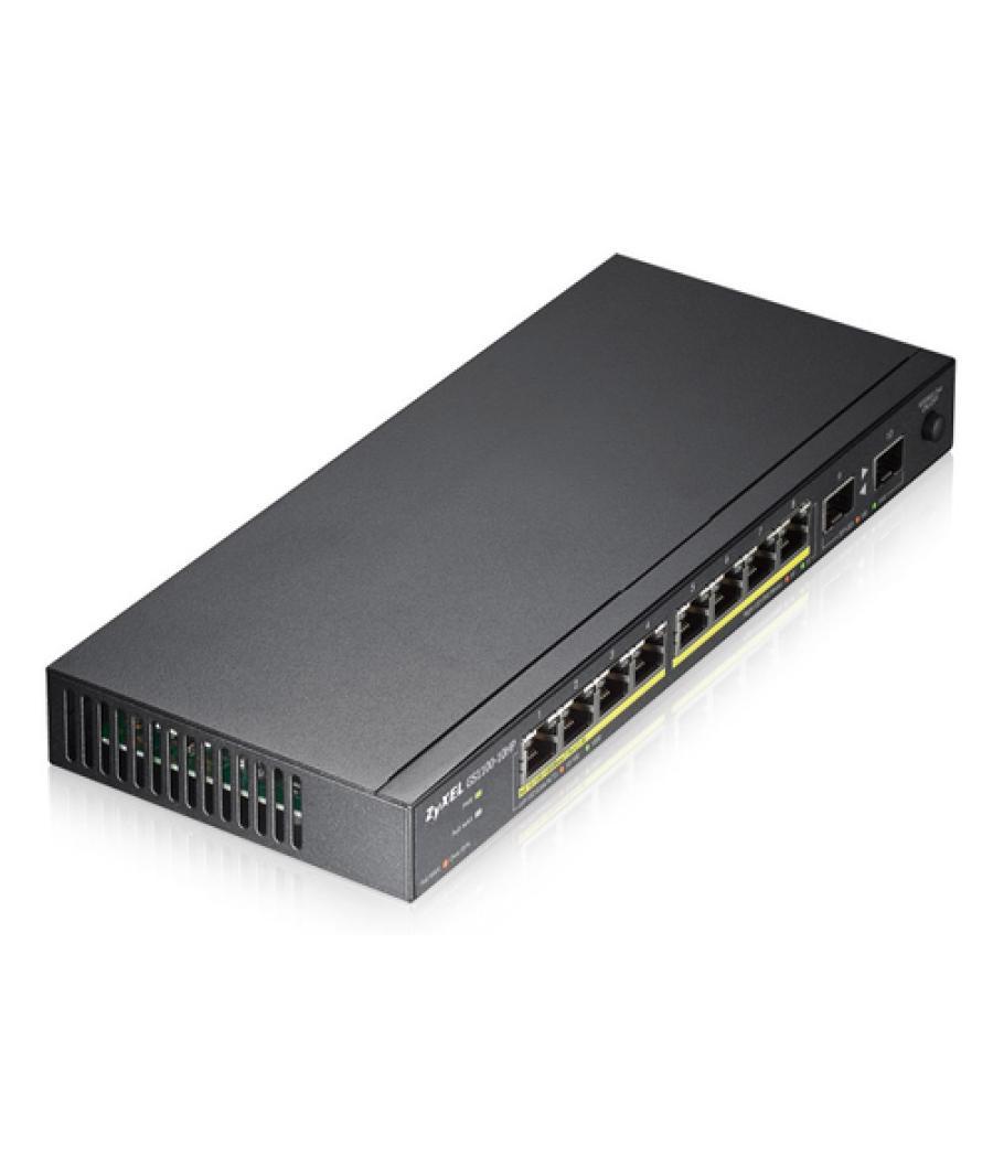 Zyxel GS1100-10HP switch No administrado Gigabit Ethernet (10/100/1000) Energía sobre Ethernet (PoE) 1U Negro