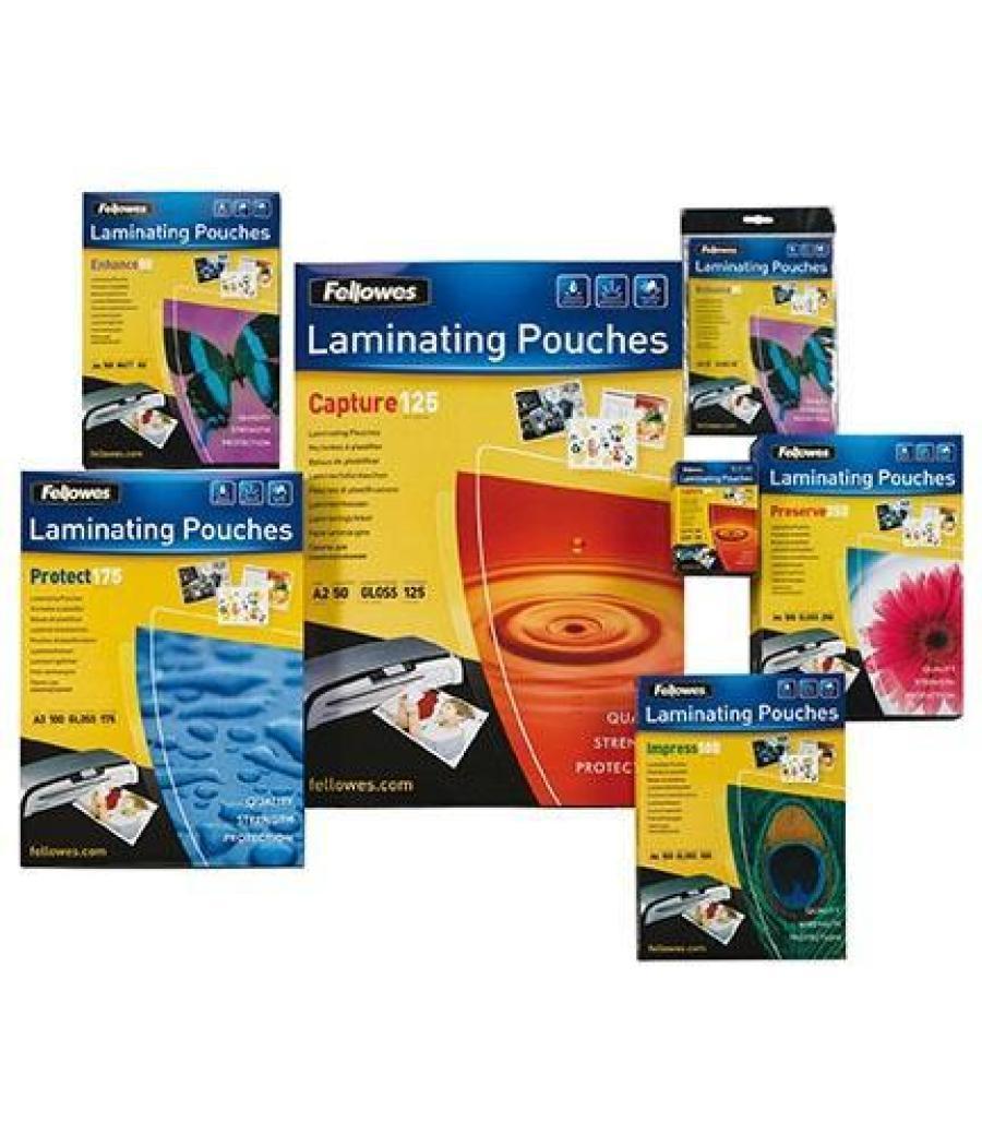 Fellowes pack 100 fundas plastificar 80 mic. brillo a4