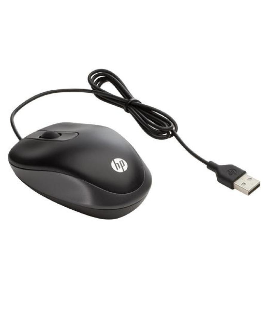 Hp ratón de viaje cable usb 1000ppp ambidiestro negro