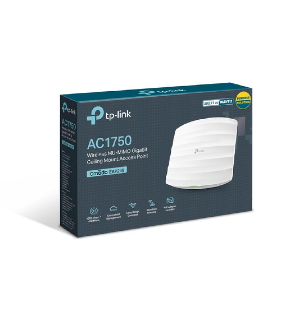Tp-link eap245 - punto de acceso inalámbrico - wifi - doble banda - 802.11ac - incluye kit de montaje pared/techo - poe+ - omada