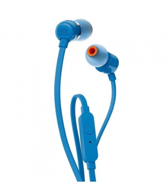 Jbl tune 110 auriculares con microfono - manos libres - control en cable - cable plano de 1.11m - color azul