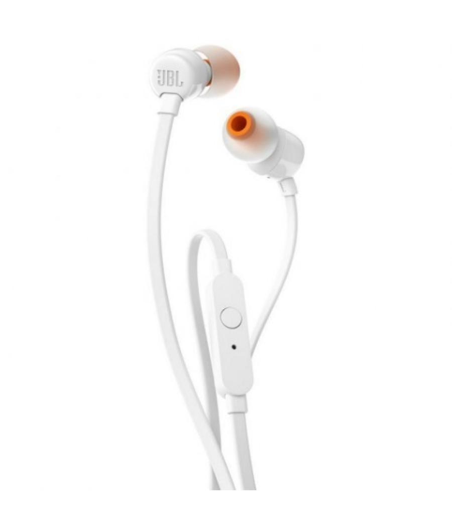 Jbl tune 110 auriculares con microfono - manos libres - control en cable - cable plano de 1.11m - color blanco
