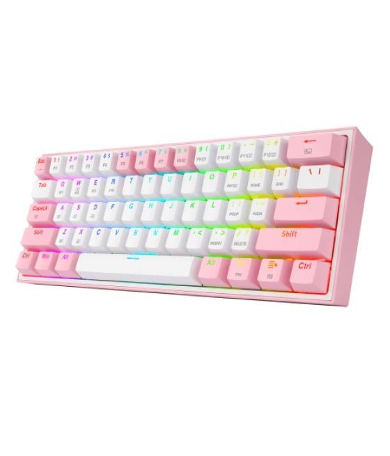 Redragon - fizz pro teclado mecanico gaming inalámbrico rgb blanco/rosa