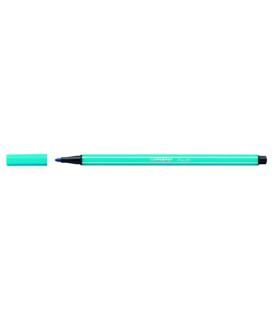 Rotulador punta fibra media 1mm. pen 68 azul neon stabilo 68/031